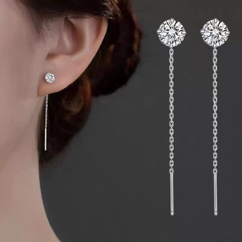 Stylish and simple zircon earrings