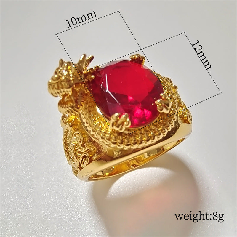 Carved three-dimensional domineering dragon ring