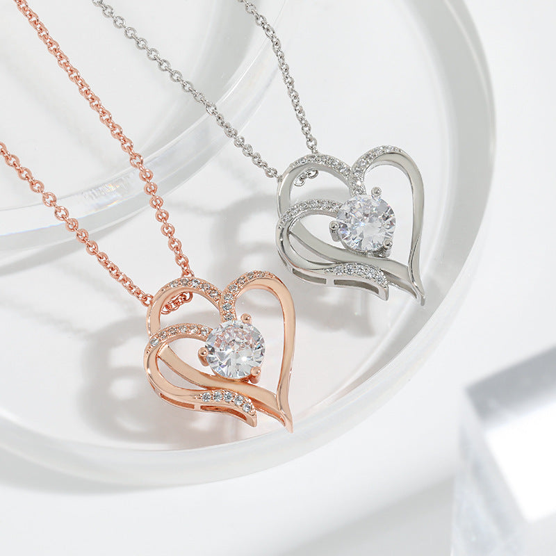 Double Heart Pendant Necklace