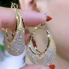 Shiny Mesh Bag Rhinestone Earrings