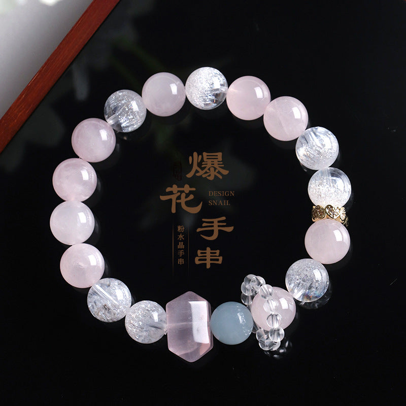 Stylish Rose Quartz Crystal Point Bracelet