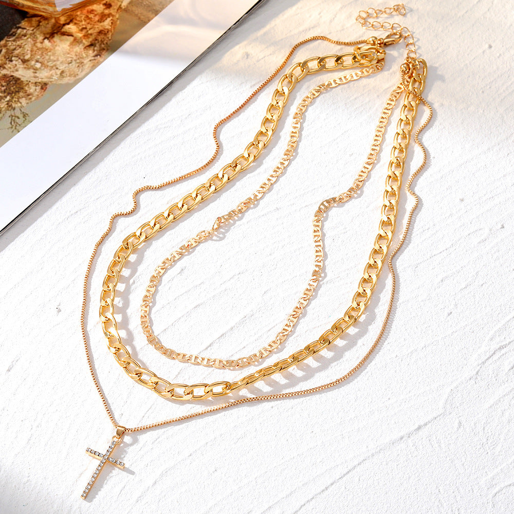 Fashion light luxury cross pendant necklace