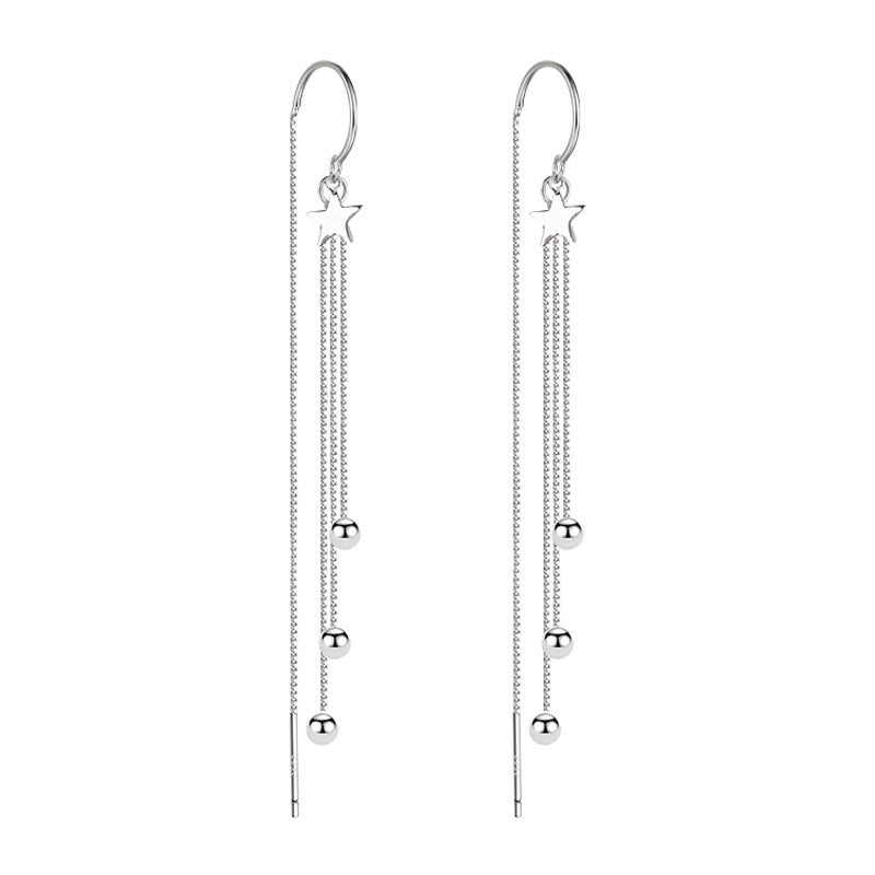 Romantic Long Star Fringed Threader Earrings