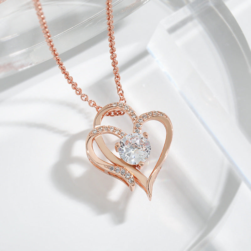 Double heart pendant necklace