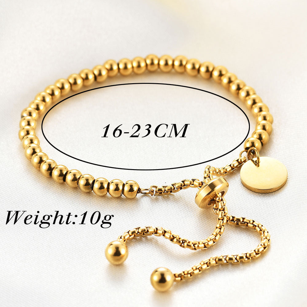 Simple and stylish round tag adjustable bracelet