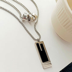 Double Stack Pendant Sweater Necklace