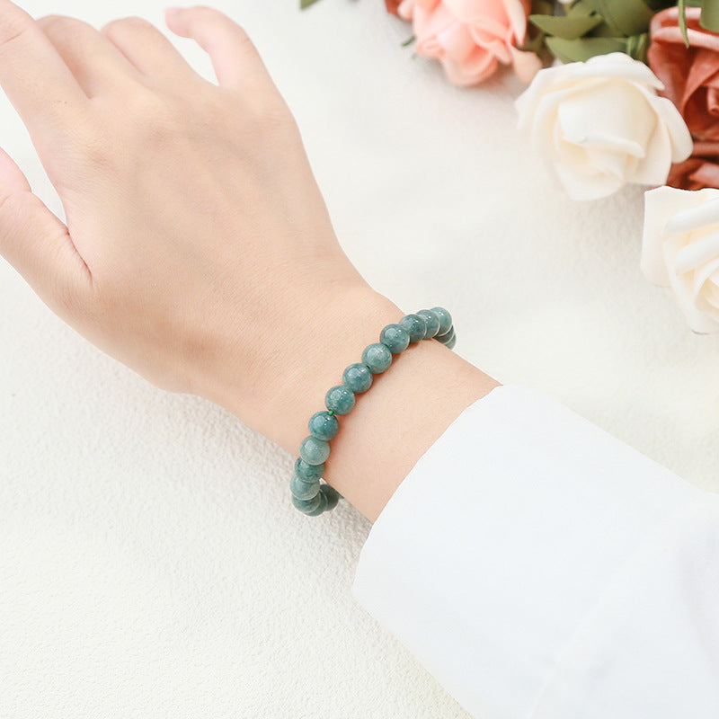 Minimalist Aquamarine Round Bead Bracelet
