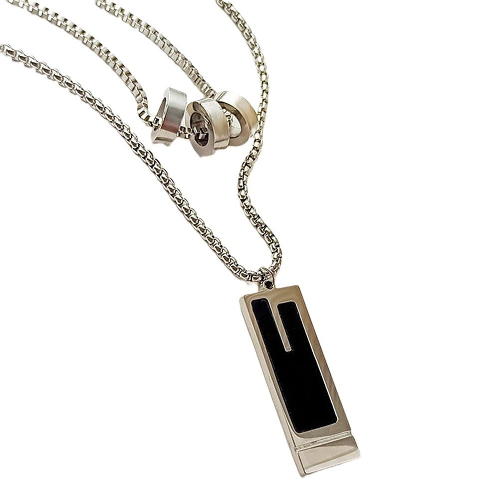 Double stack pendant sweater necklace