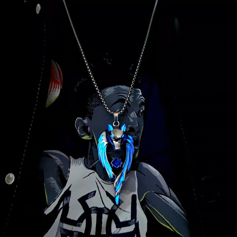 Street domineering wolf king luminous necklace