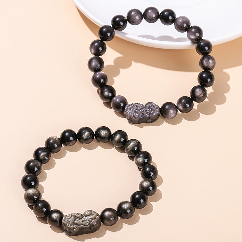 Natural Obsidian Pixiu Bracelet