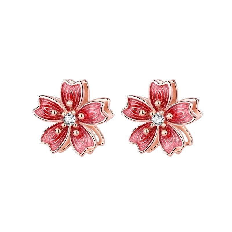 Rotating peach blossom earrings