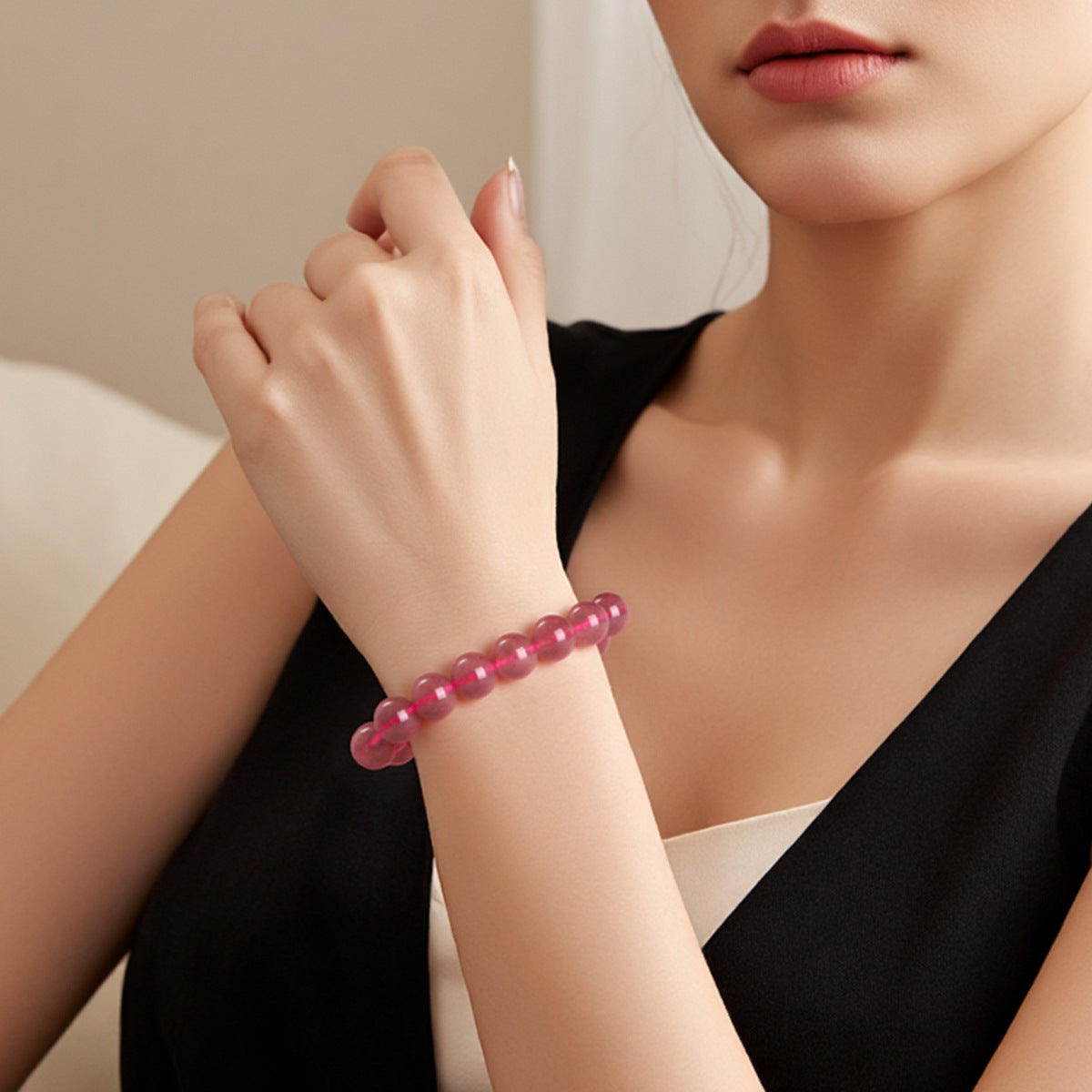 Natural Ice Strawberry Quartz Bracelet