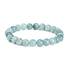 Minimalist Aquamarine Round Bead Bracelet