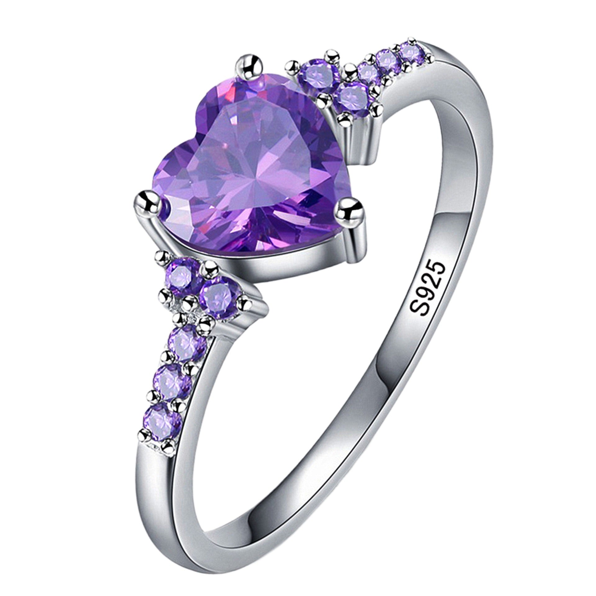 Natural amethyst heart ring