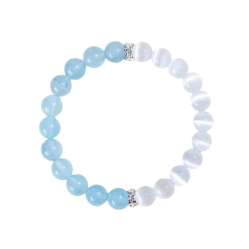 Natural Aquamarine Cat’s Eye Crystal Bracelet