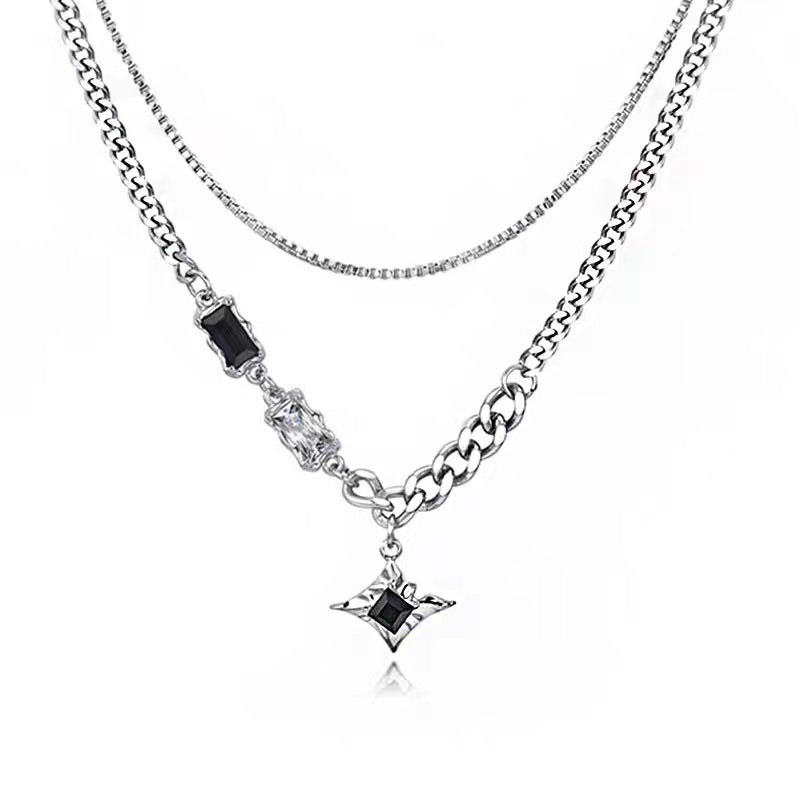 Double layer hip hop necklace