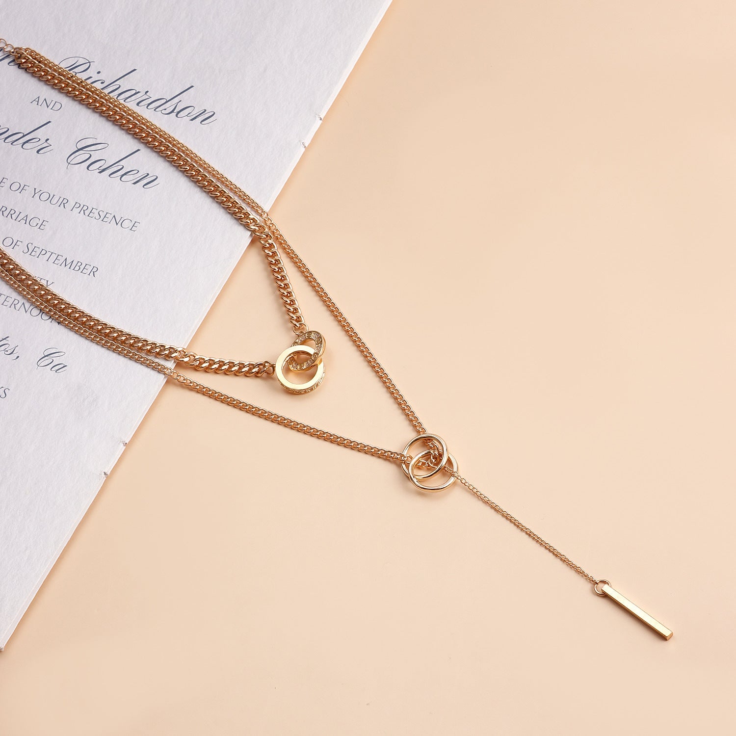 Trendy Double Circle Tassel Clavicle Necklace