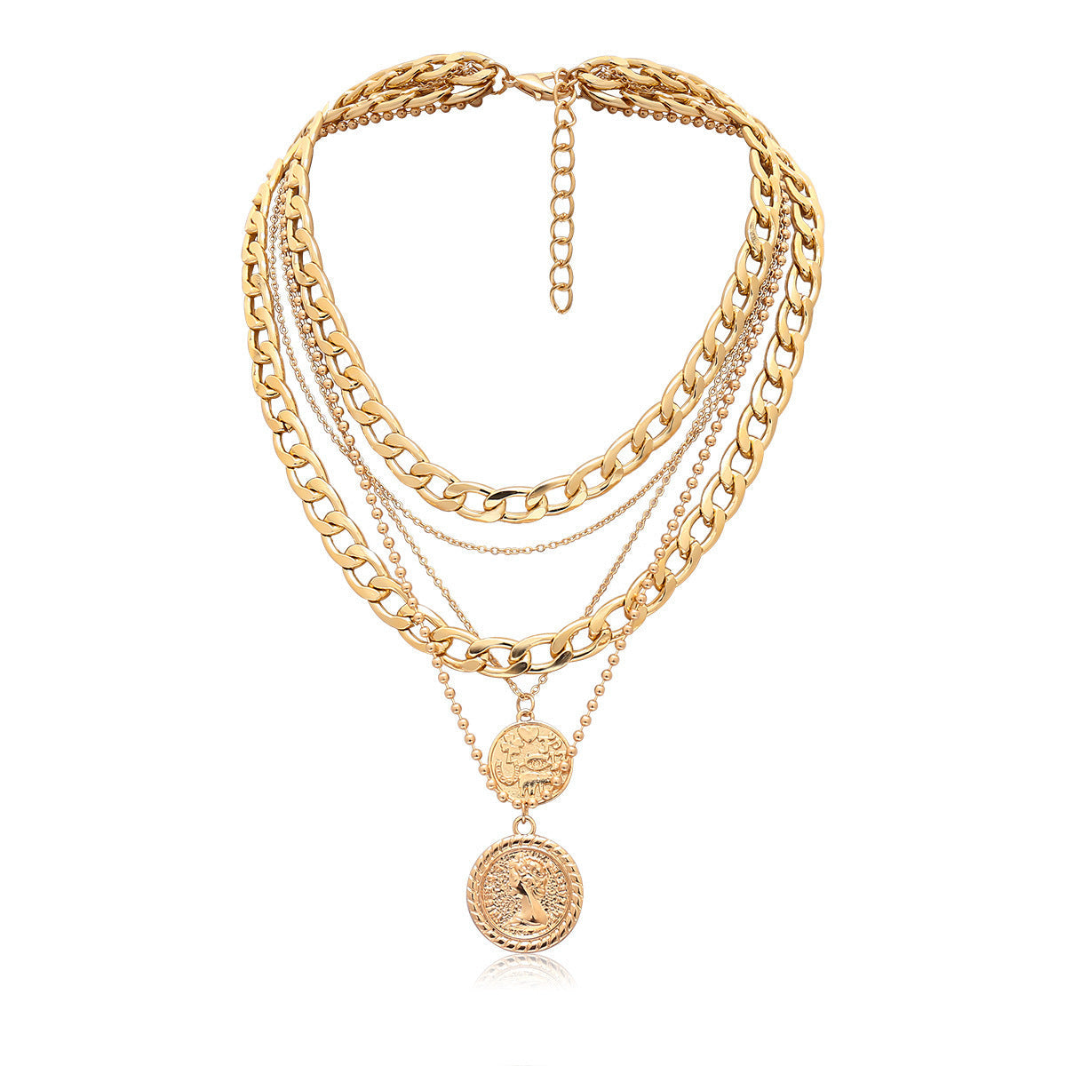 Multi-layer Round Head Hip Hop Pendant Necklace