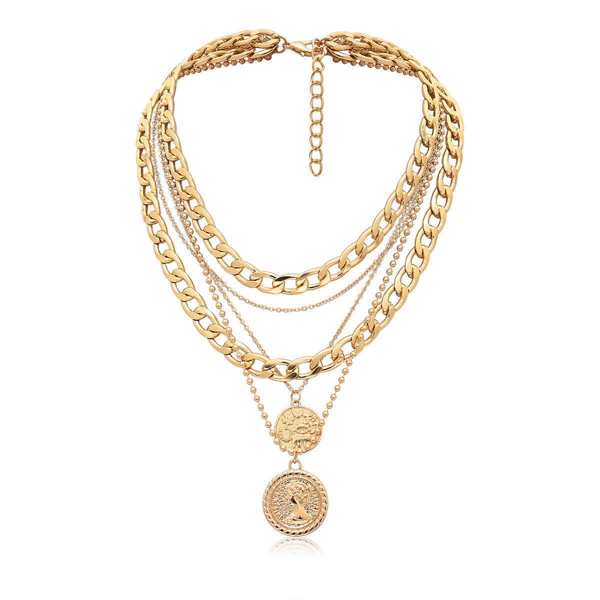 Multi-layer round head hip hop pendant necklace