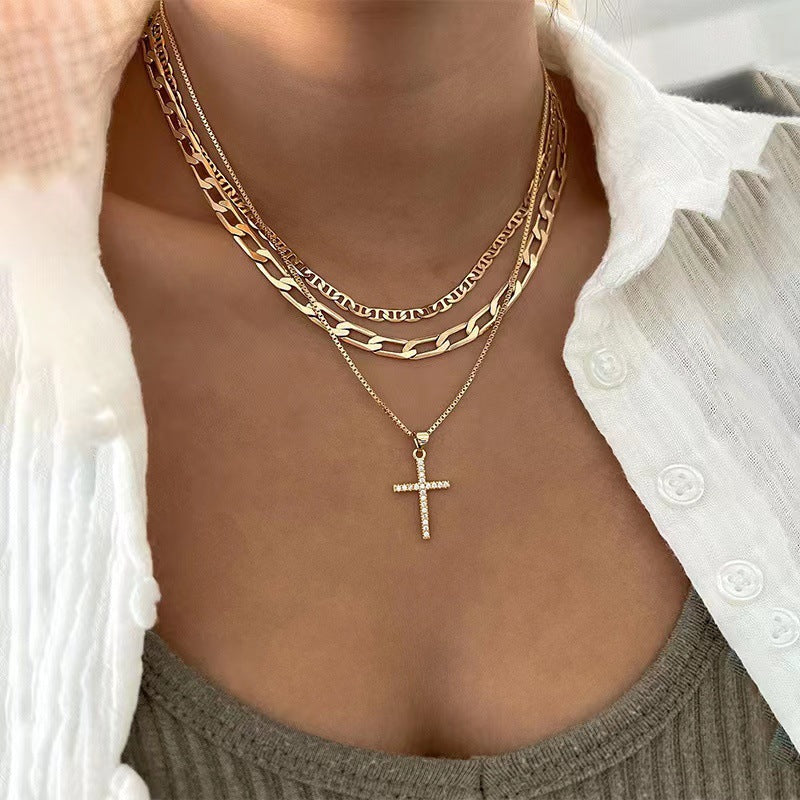 Fashion Light Luxury Cross Pendant Necklace