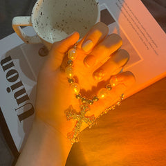 Personalized Vintage Cross Pearl Pendant Necklace