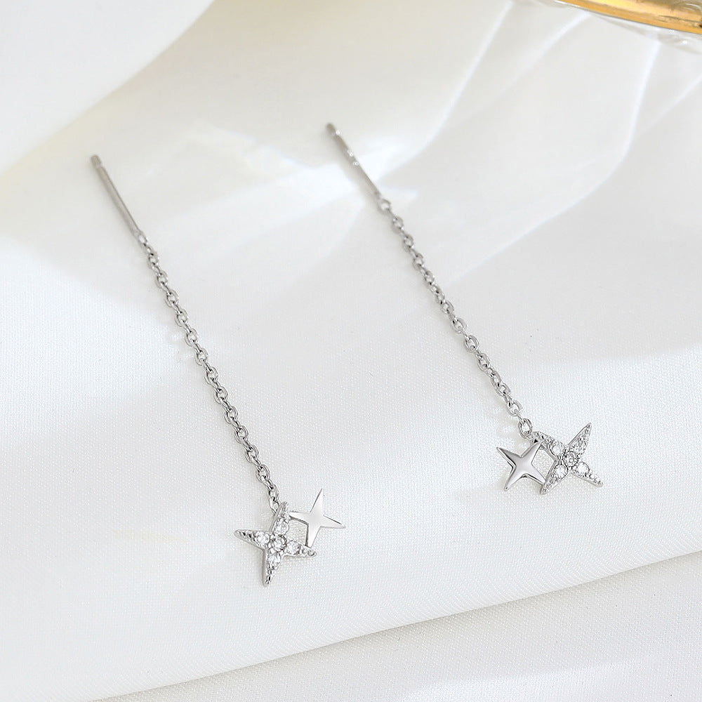 Diamond star long earrings