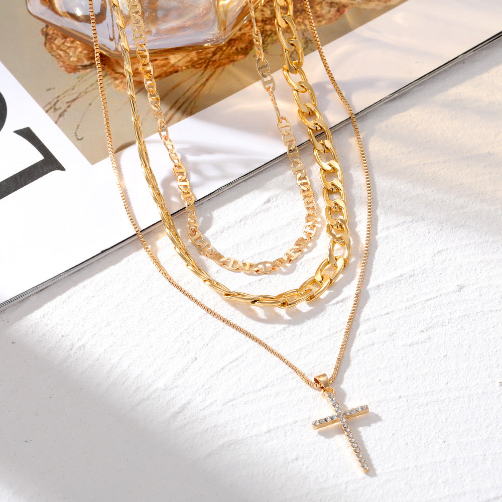 Fashion Light Luxury Cross Pendant Necklace