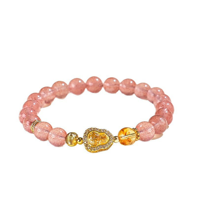Natural Strawberry Quartz Gourd Crystal Bracelet