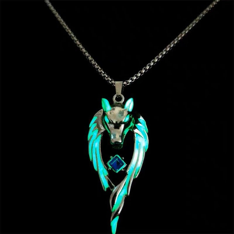 Street domineering wolf king luminous necklace