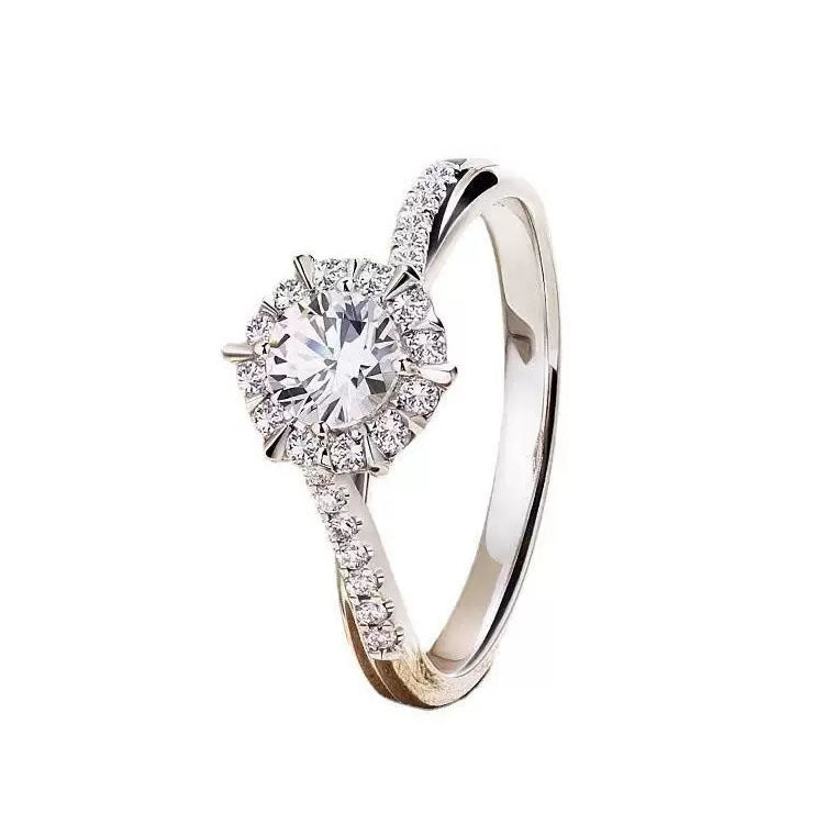 Classic six-claw twisted arm diamond ring