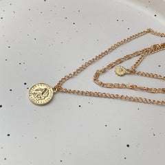 Simple Metal Portrait Coin Necklace