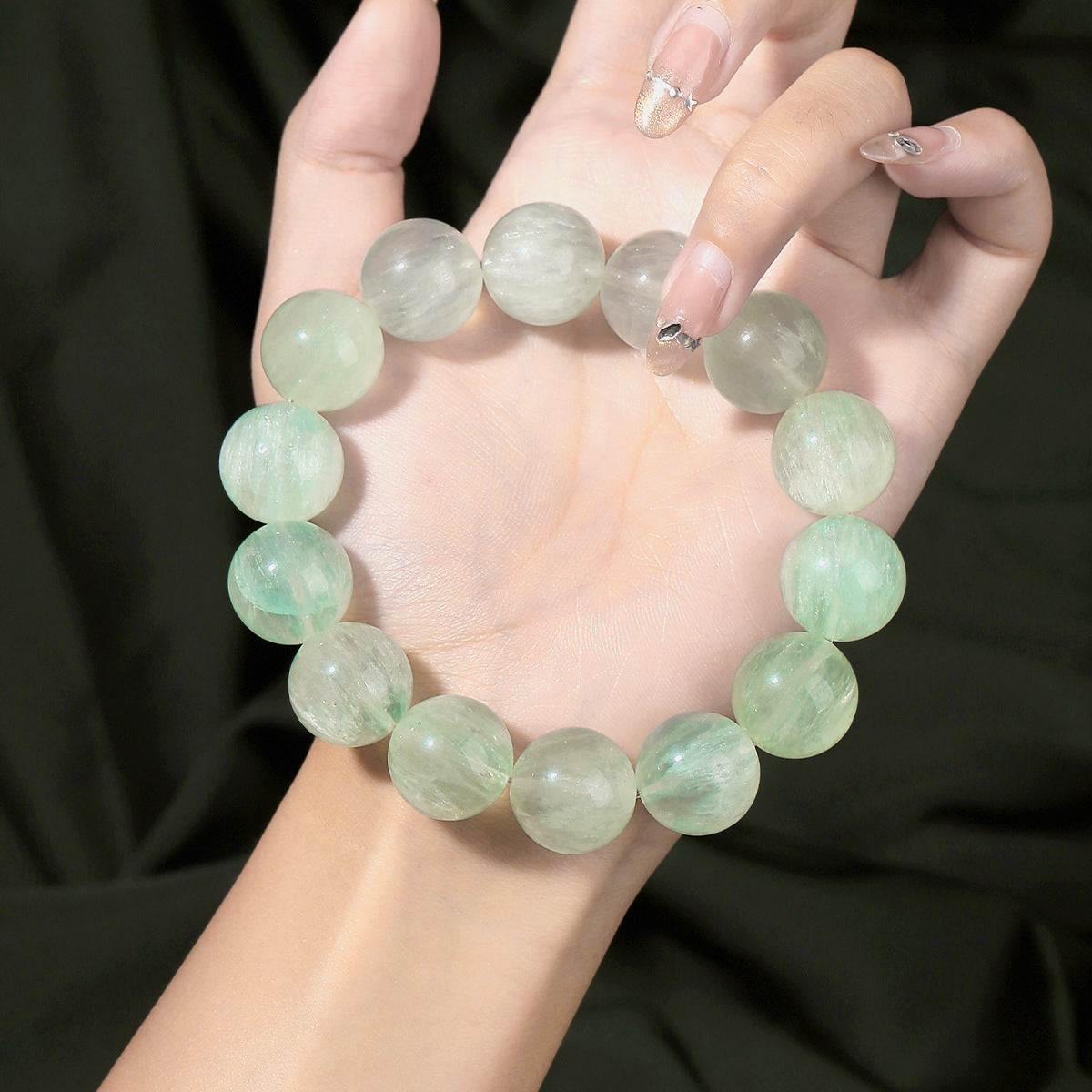 Mint Green Rutilated Quartz & Fluorite Bracelet