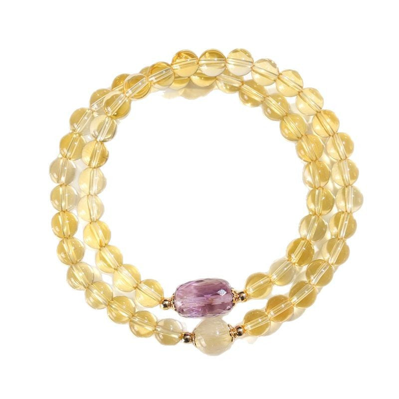 Golden Rutilated Quartz Double Wrap Wealth Bracelet