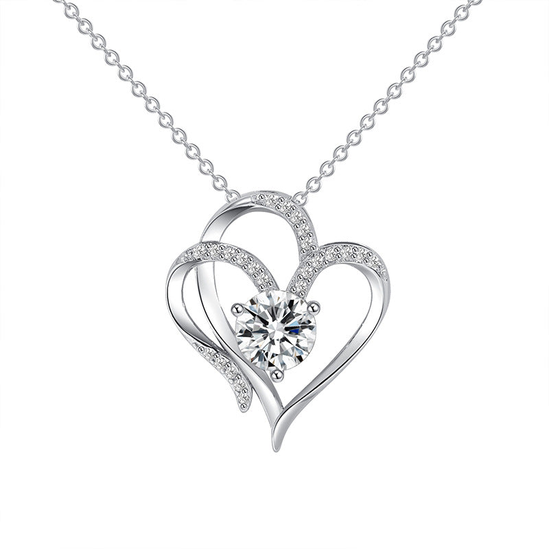 Double heart pendant necklace