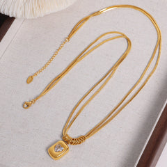 Vintage Geometric Heart Love Pendant Necklace