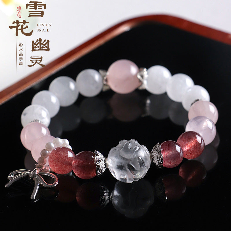 Stylish Rose Quartz Crystal Point Bracelet