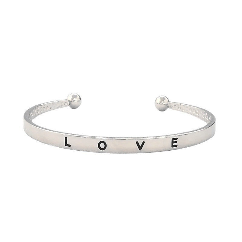 C type minimalist open love bracelet