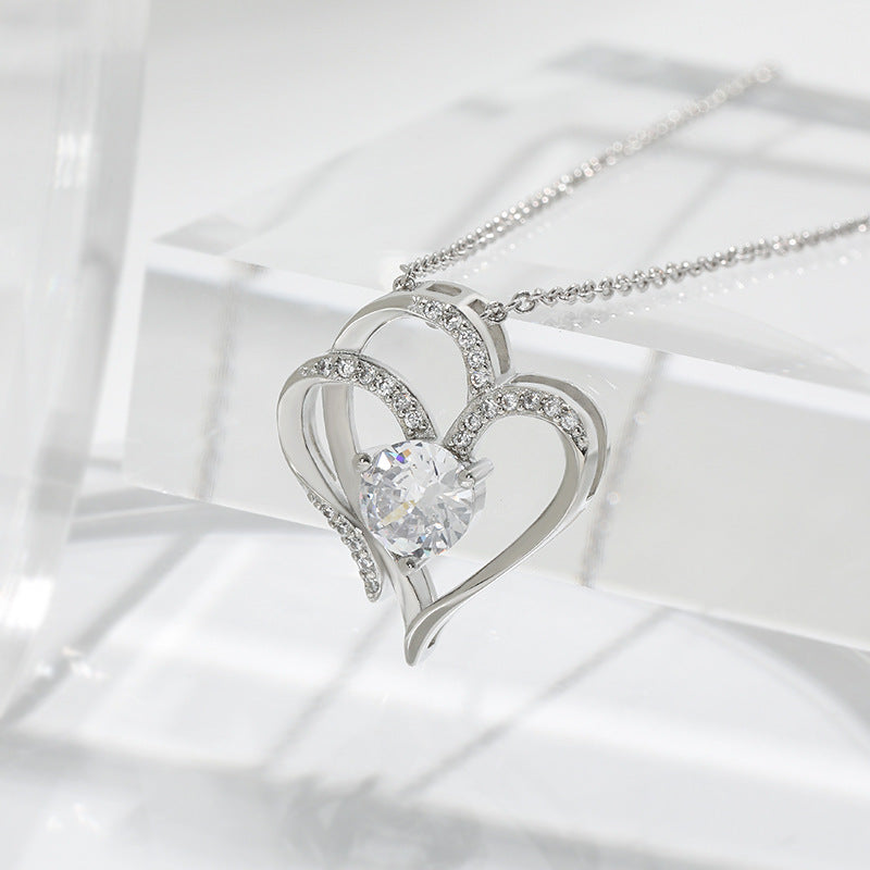 Double heart pendant necklace