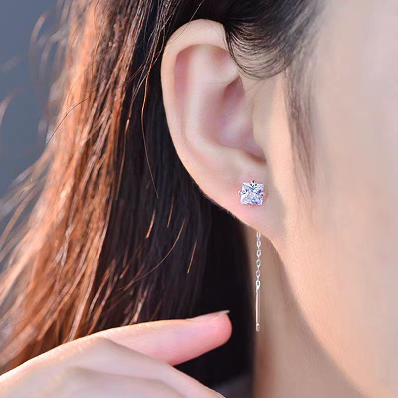 Stylish and simple zircon earrings