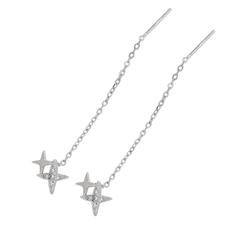 Diamond star long earrings