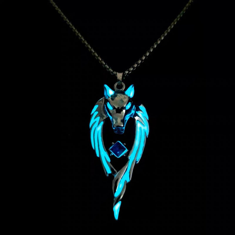 Street domineering wolf king luminous necklace