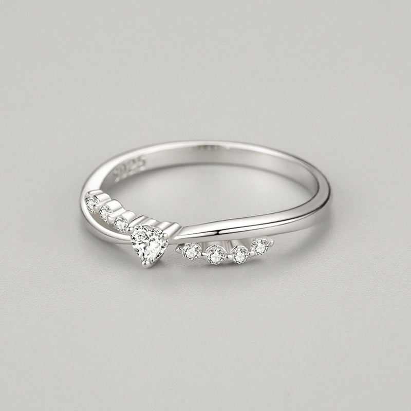 Trendy Cross Heart Diamond Ring