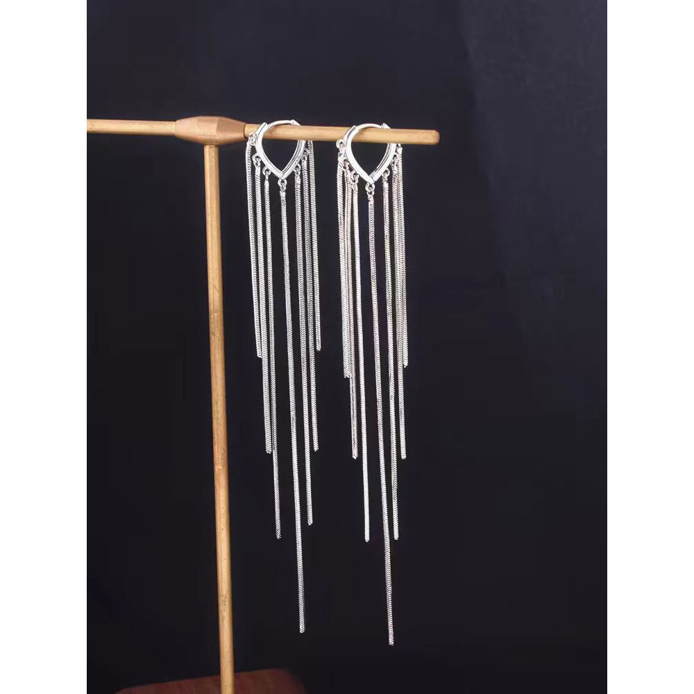 Long chain fringed earrings