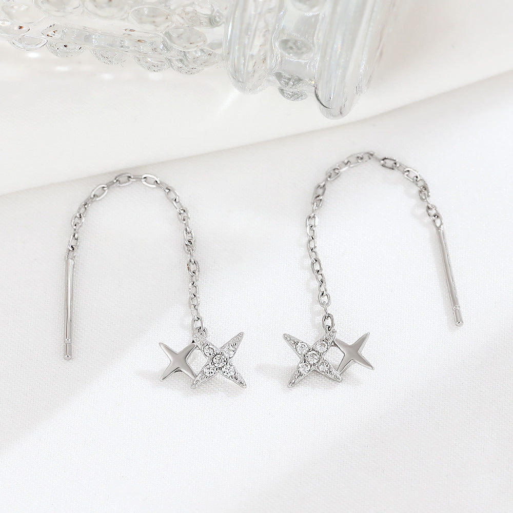 Diamond star long earrings