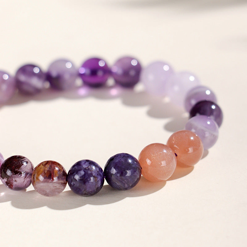 Nine Purple Fire Amethyst Wealth Multigem Bracelet