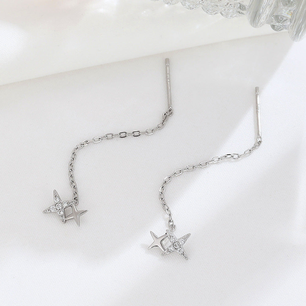 Diamond star long earrings