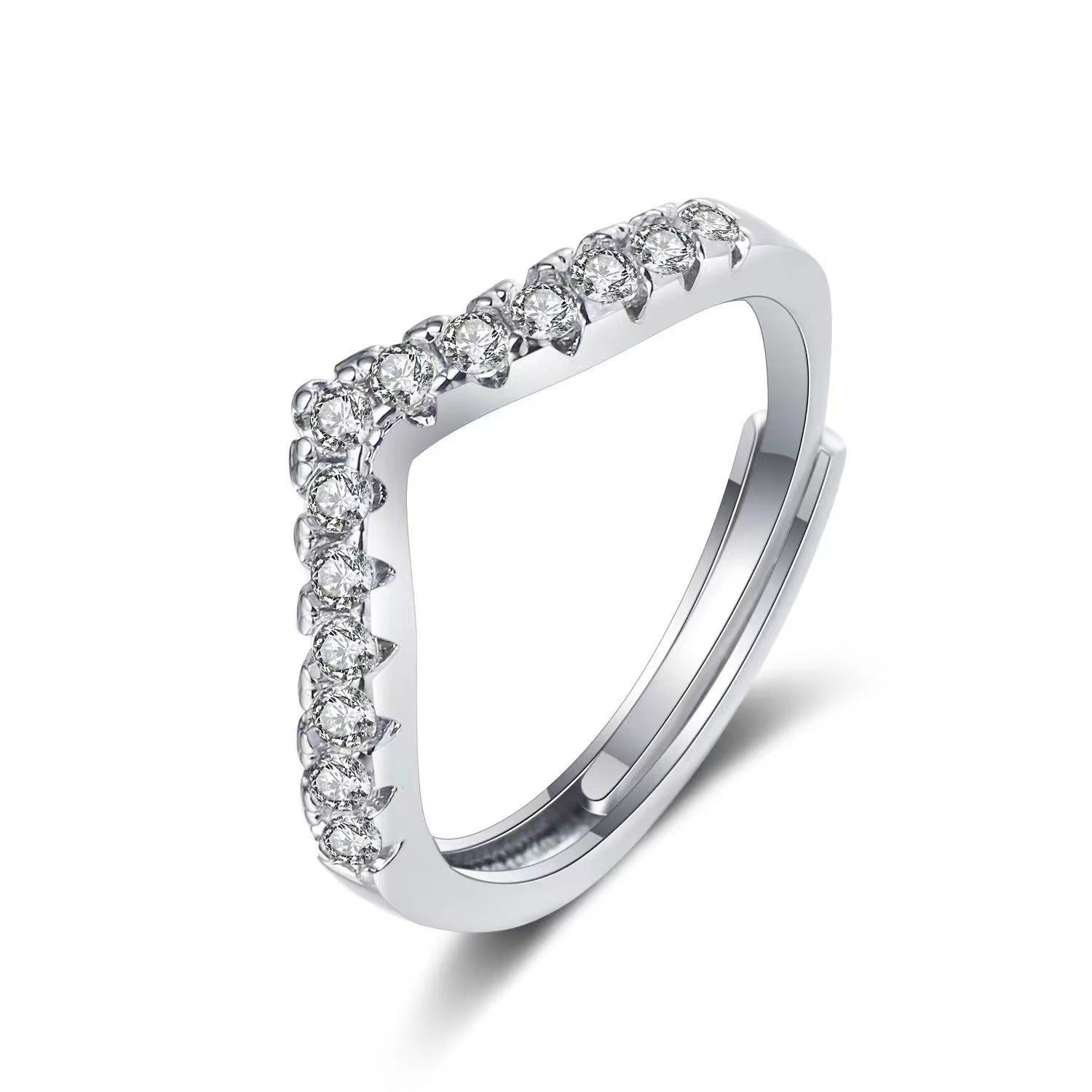 V-shaped Small Broken Diamond Women’s Ring