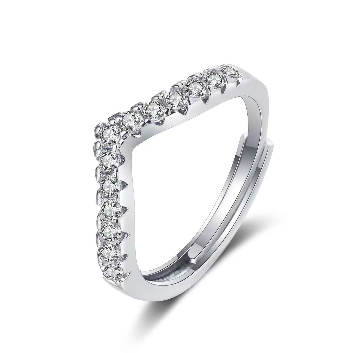 V-shaped small broken diamond women's ring