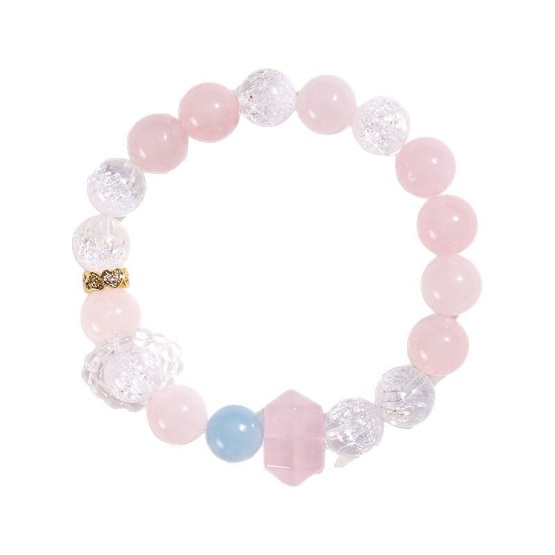 Stylish Rose Quartz Crystal Point Bracelet