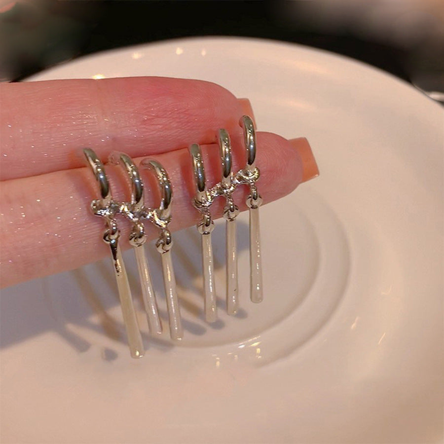 Three-Prong Long Tassel Earrings